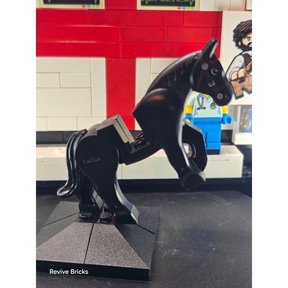 Animal / Castle 10352c01pb03 Black Horse Movable Legs with Black Eyes Dark Brown